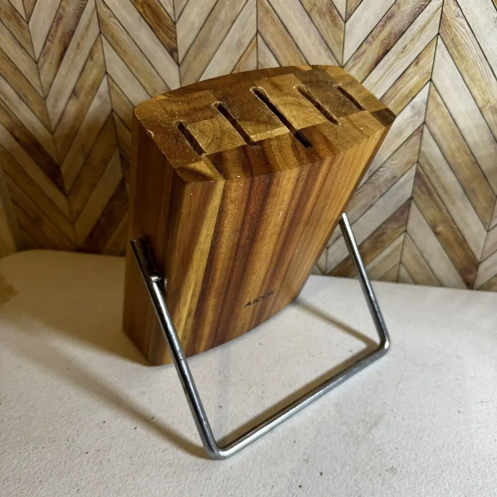 AICOCK Wooden Knife Block with metal kick stand [Item 0018]